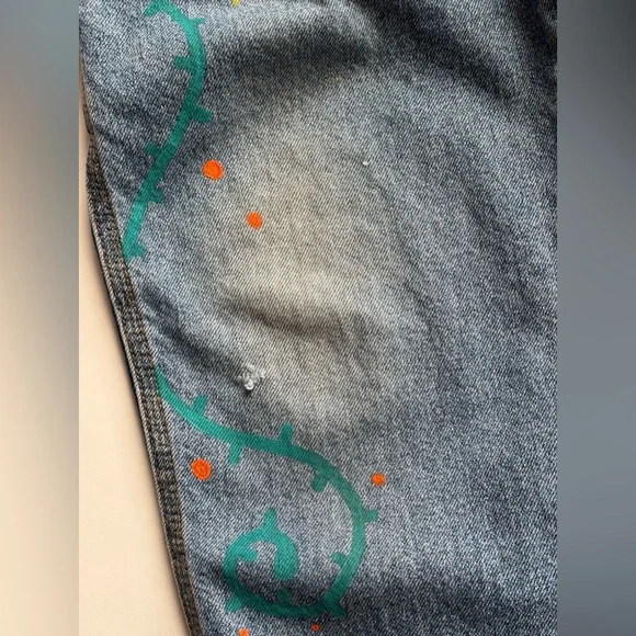 Festival Overalls Boho‎ Painted Denim Girls or Women’s XXS - Picture 12 of 16